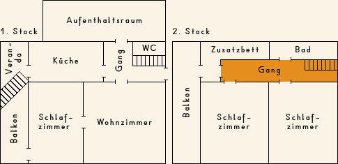 Grundriss 2. Stock Ferienhaus Casa Cadruvi Giraniga Obersaxen Graubünden